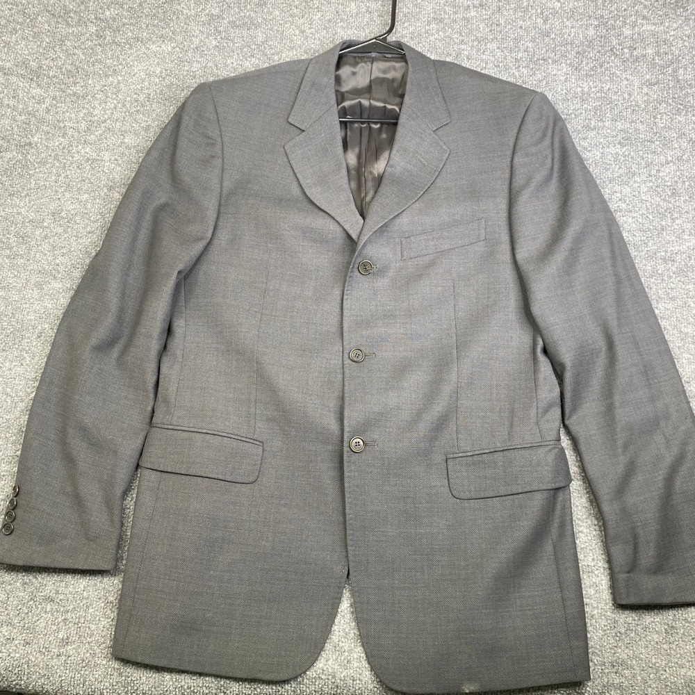 Alexander McQueen Mens Grey Super 120s Extra Fine Wool 3-Button Blazer Italy 52
